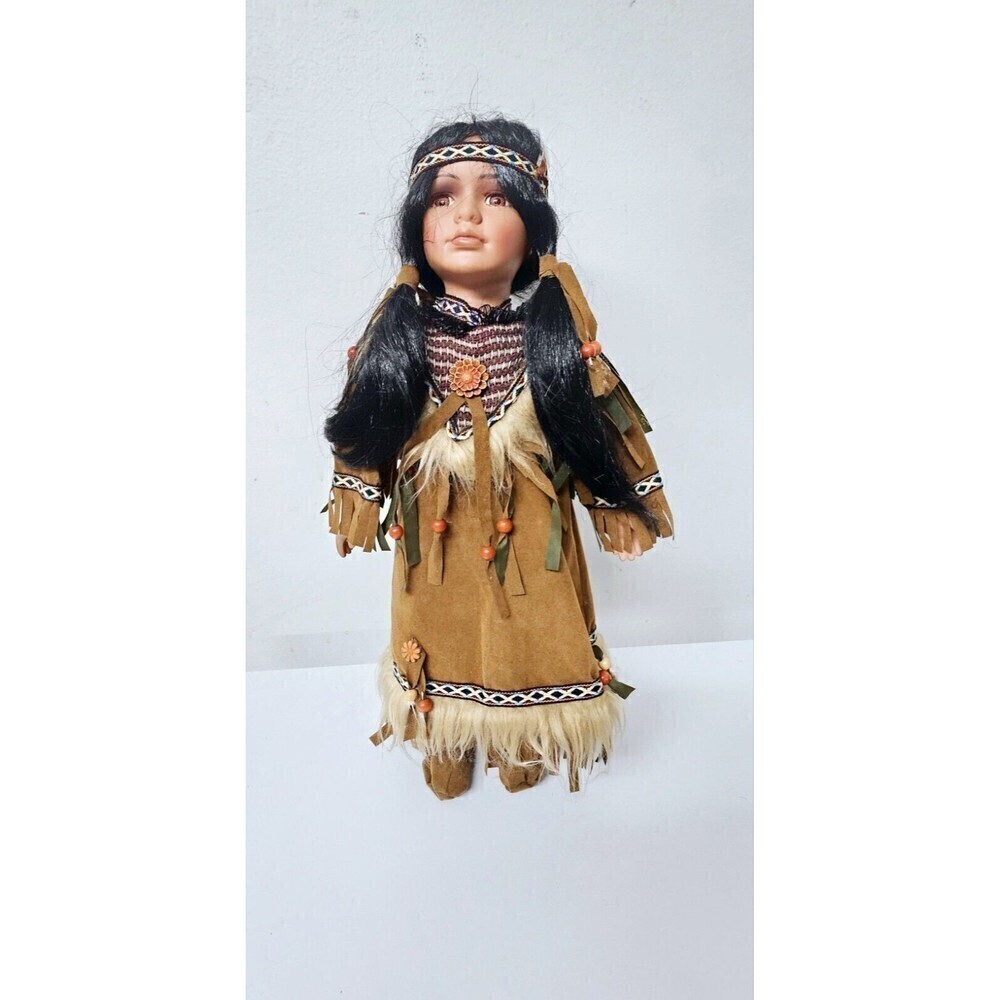 CATHAY COLLECTION Limited Item 752-5000 Native American Doll With Stand  16.5 In